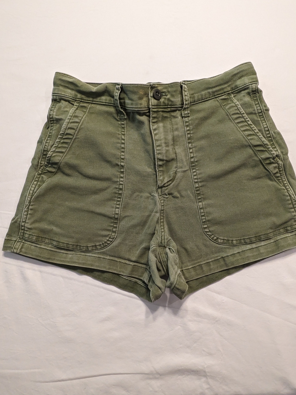 Madewell Olive Green High-Waist Utility Shorts